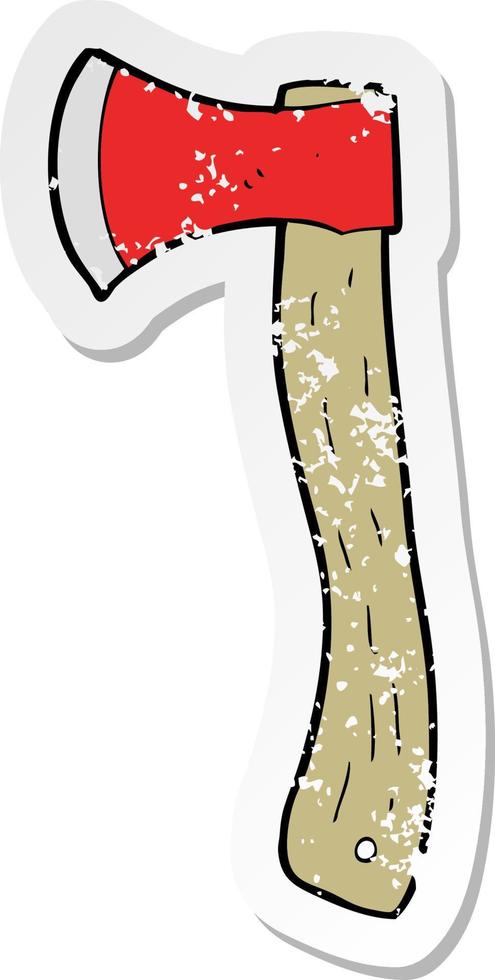 adesivo retrô angustiado de um machado de desenho animado vetor