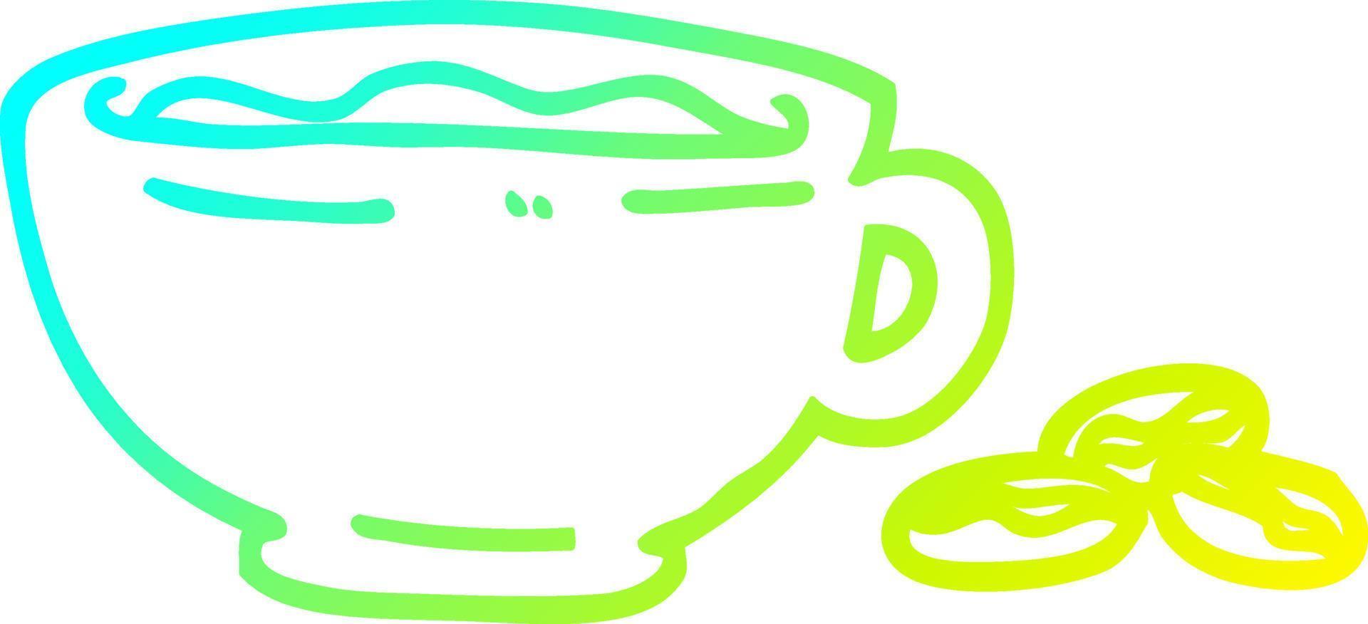 xícara de café expresso desenho de desenho de linha de gradiente frio vetor