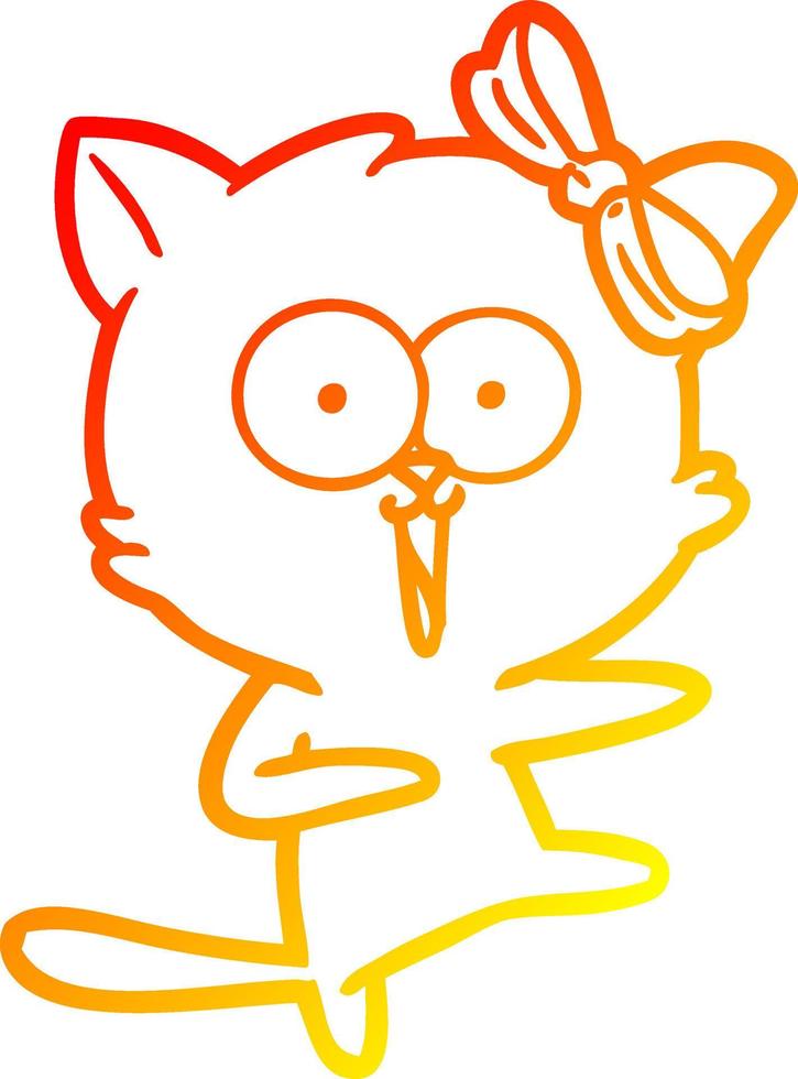 gato de desenho animado de desenho de linha de gradiente quente vetor