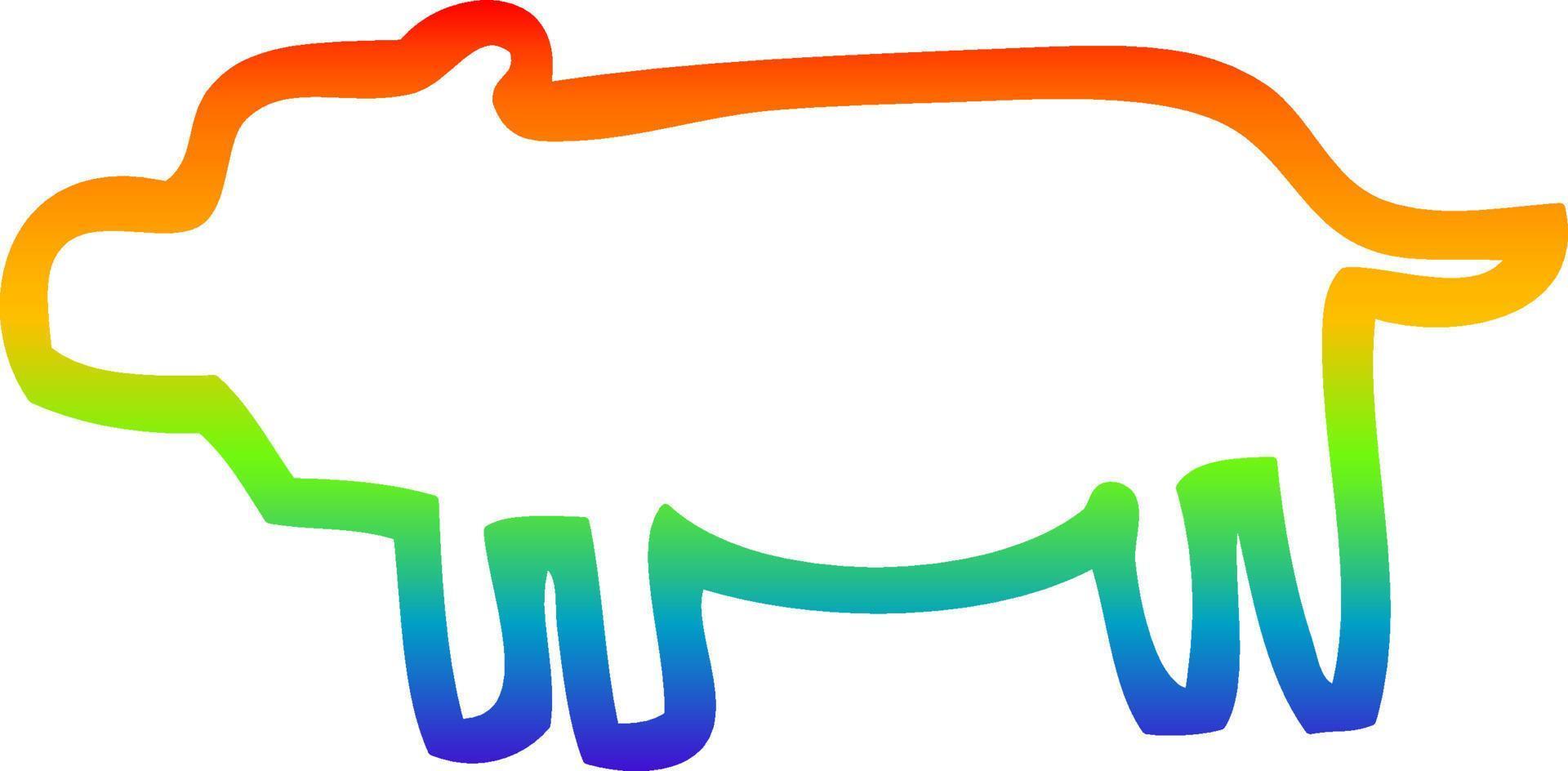 desenho de linha de gradiente de arco-íris símbolo animal dos desenhos animados vetor