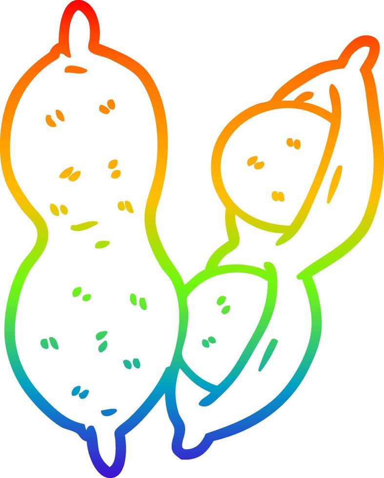 desenho de linha de gradiente de arco-íris desenhos animados amendoins vetor