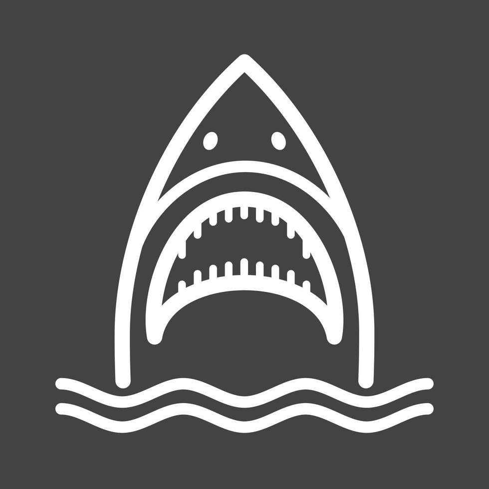 ícone invertido de linha de rosto de tubarão vetor