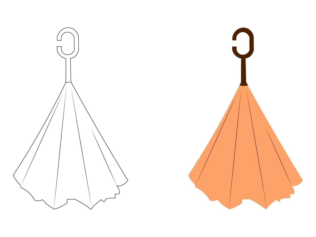 ilustração em vetor de um guarda-chuva dobrado no estilo de apartamentos e contornos. coloração de guarda-chuva.