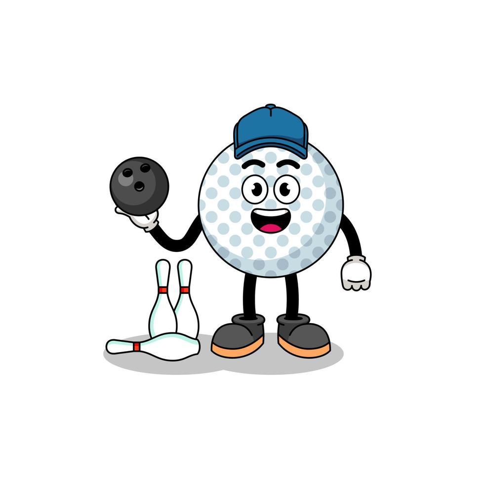 mascote da bola de golfe como jogador de boliche vetor