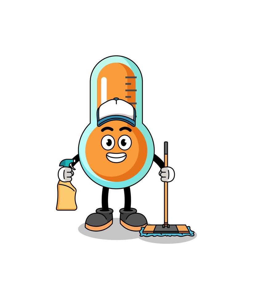 personagem mascote do termômetro como serviços de limpeza vetor