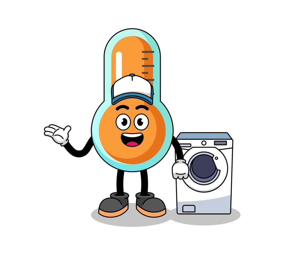 ilustração de termômetro como um homem de lavanderia vetor