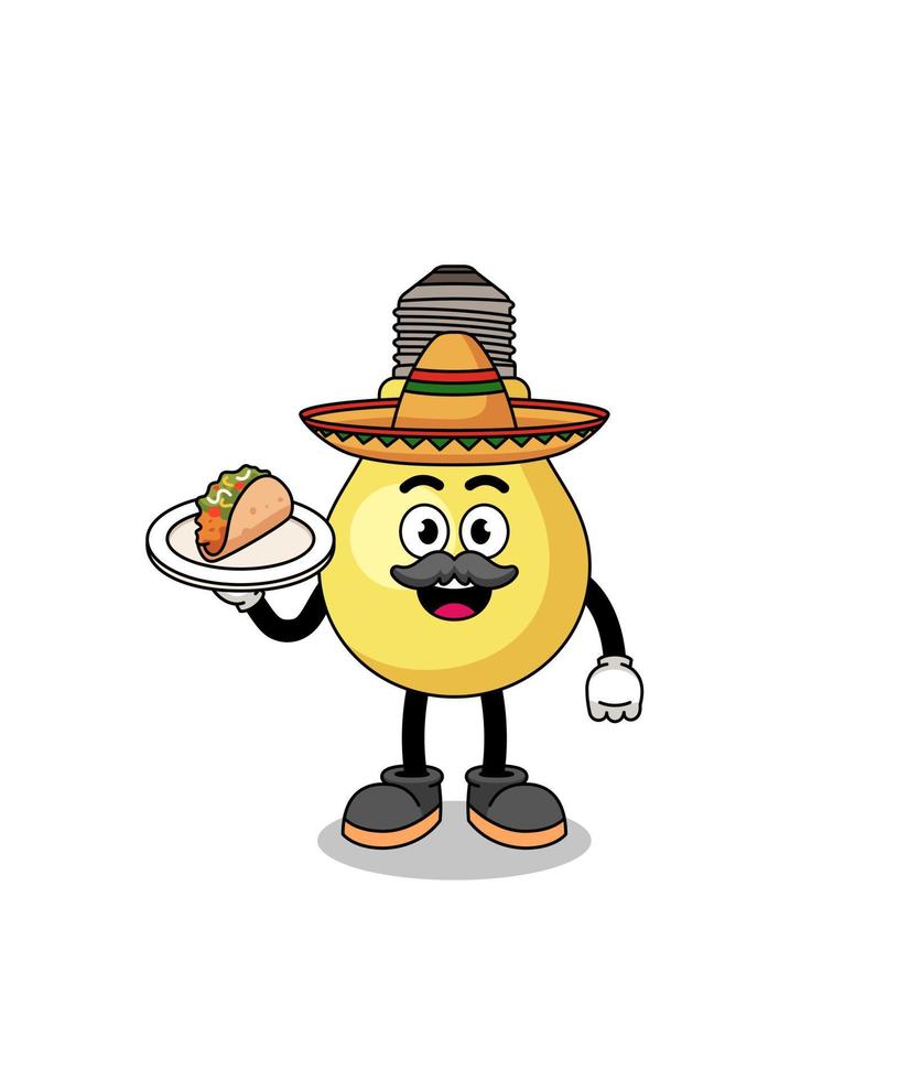 desenho de personagem de lâmpada como chef mexicano vetor