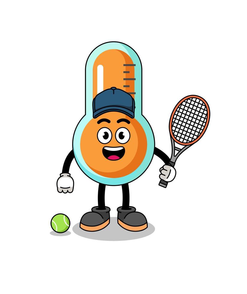 ilustração de termômetro como jogador de tênis vetor