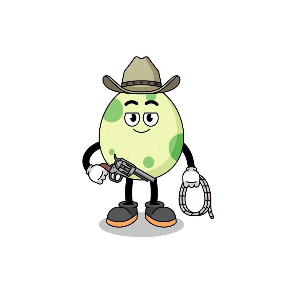 personagem mascote de ovo manchado como um cowboy vetor