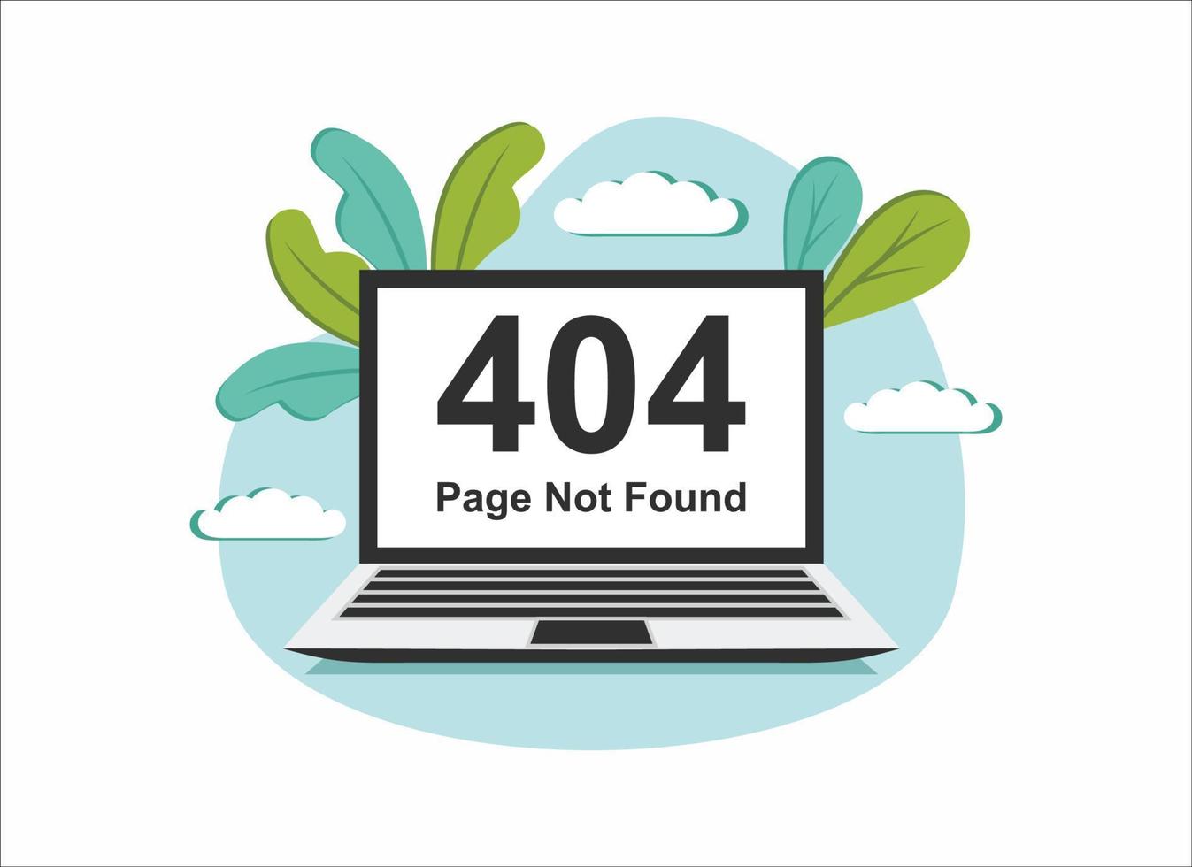 página da web de erro 404 não encontrada no conceito de computador portátil, ilustração vetorial plana vetor