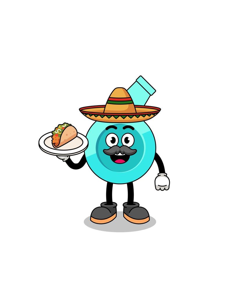 desenho de personagem de apito como chef mexicano vetor