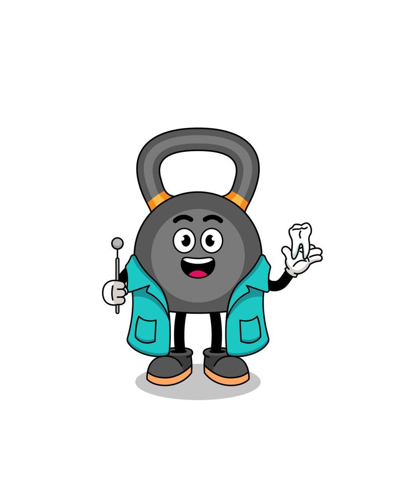 ilustração de mascote kettlebell como dentista vetor