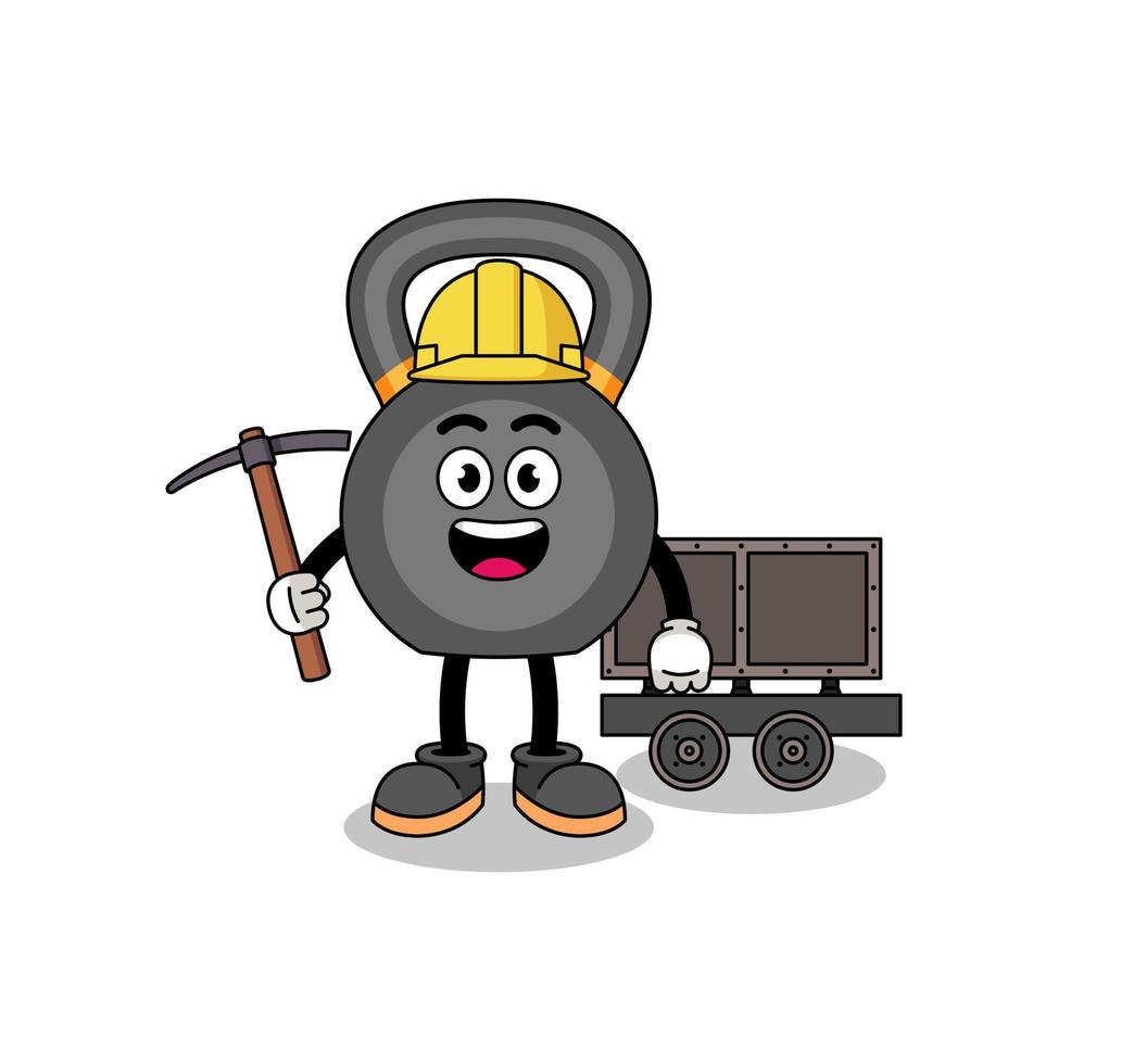 ilustração de mascote do mineiro de kettlebell vetor