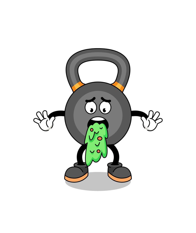 vômito de desenho animado de mascote kettlebell vetor