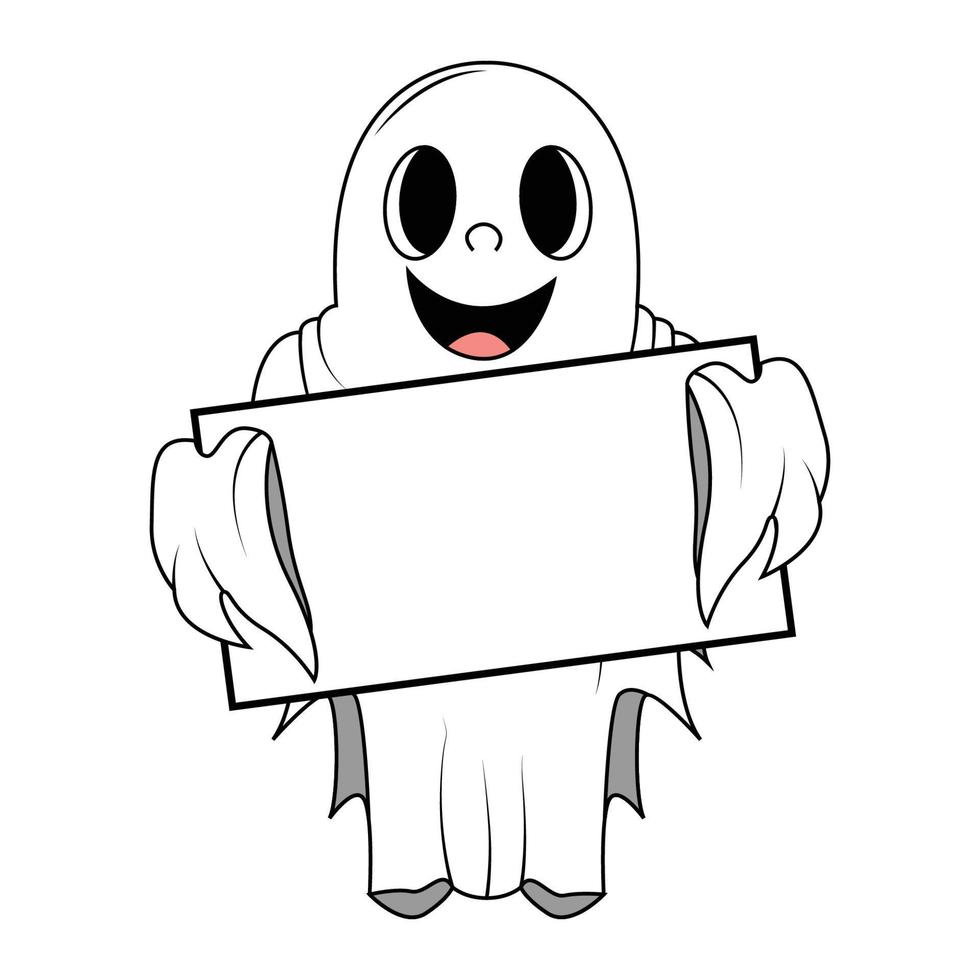 ilustração de desenho animado de fantasma fofo vetor