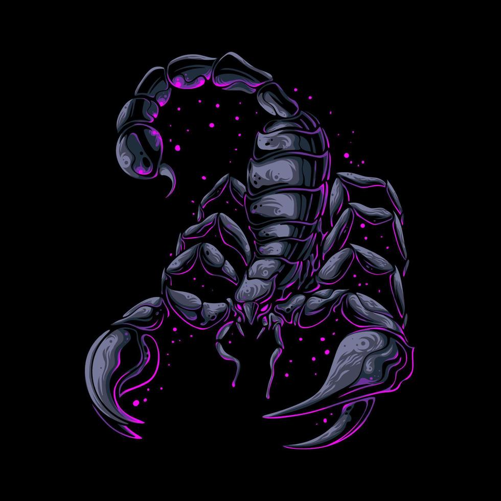 ilustração vetorial escorpião colorido em uma postura pronta para atacar com sua ilustração vintage de picada vetor