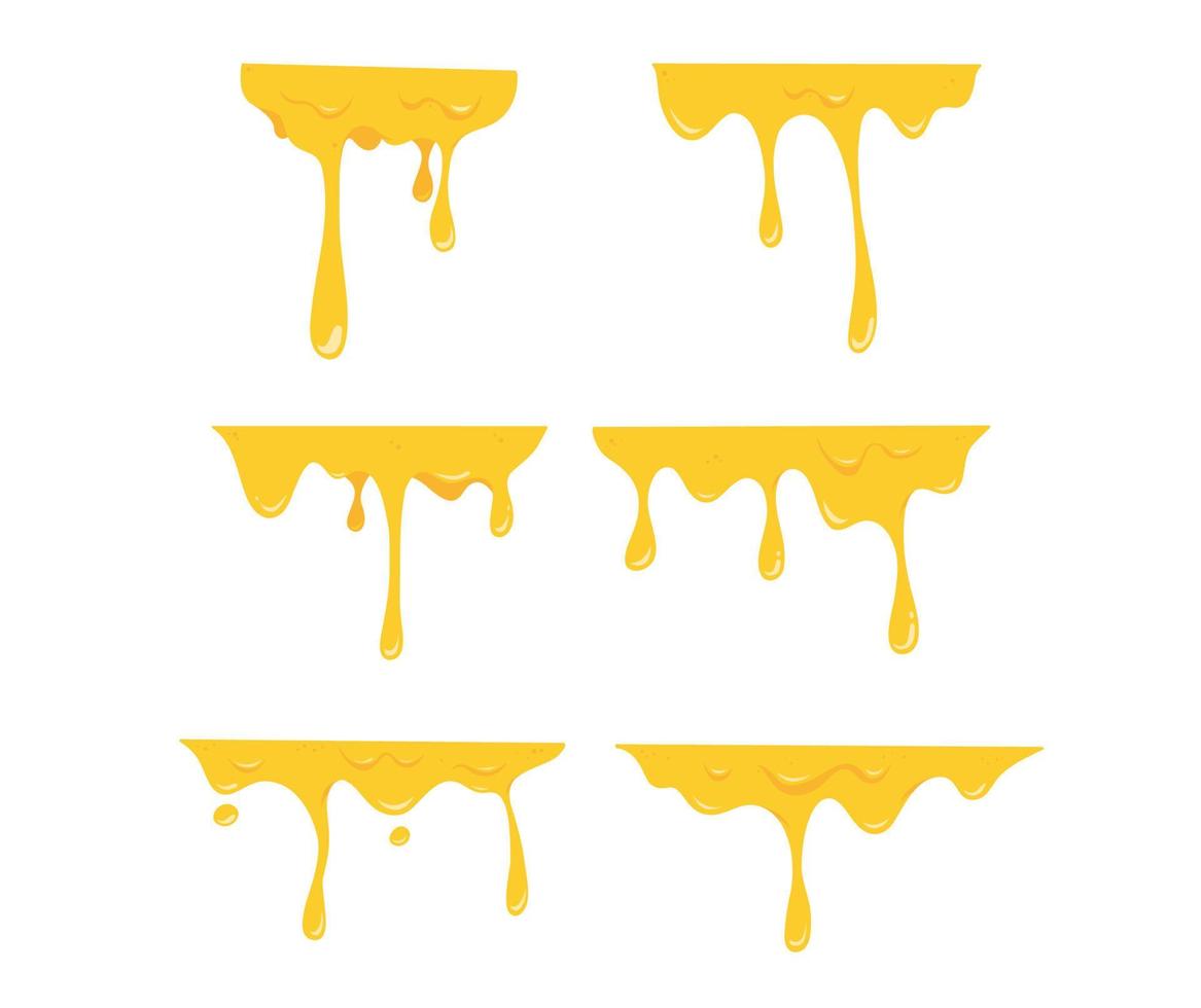 borda de gota líquida de queijo derretido com topo plano para conjunto de ilustração vetorial de moldura de decoração superior vetor