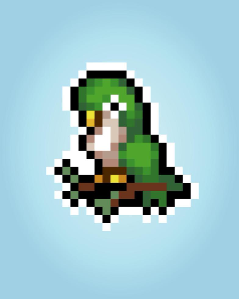 Pixel de 8 bits de papagaios animais de pixel para ativos de jogos e  padrões de ponto cruz em vetor