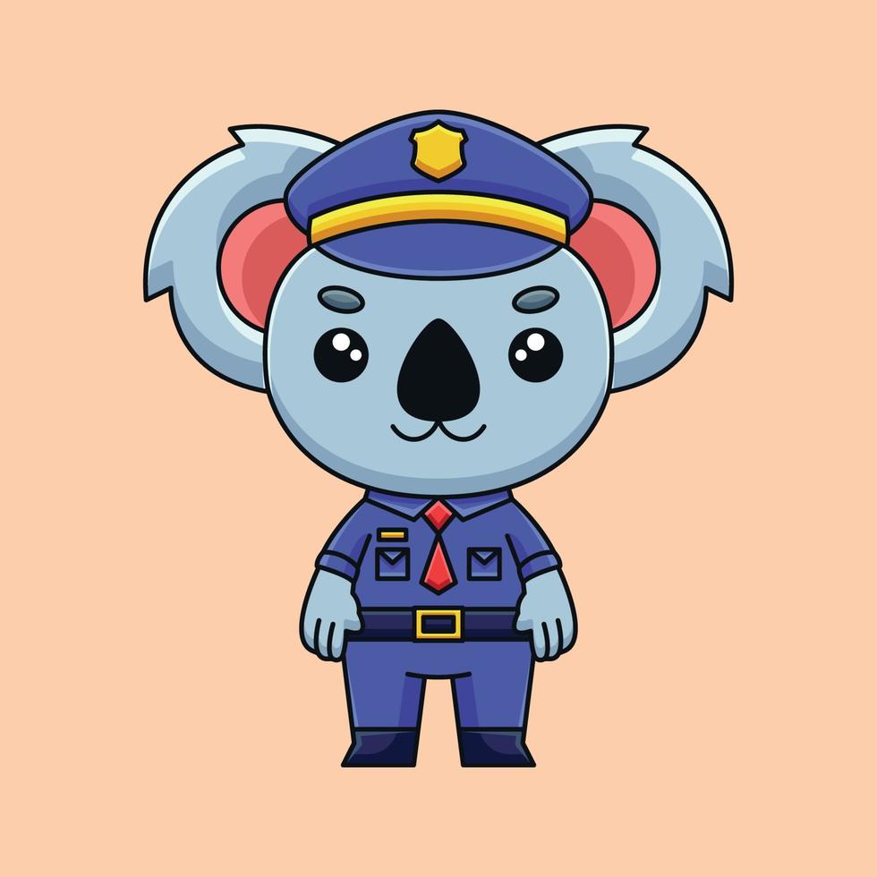 bonito desenho animado coala da polícia doodle arte conceito desenhado à mão vetor ilustração de ícone kawaii