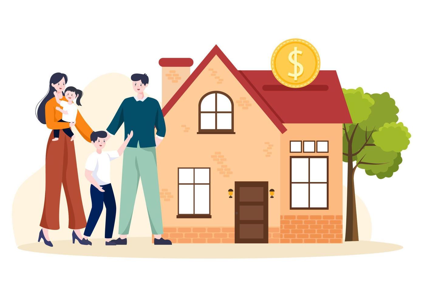 modelo de hipoteca ilustração plana de desenhos animados desenhados à mão de dívida de crédito a prazo por empréstimo à habitação ou investimento de dinheiro para design de propriedade imobiliária vetor