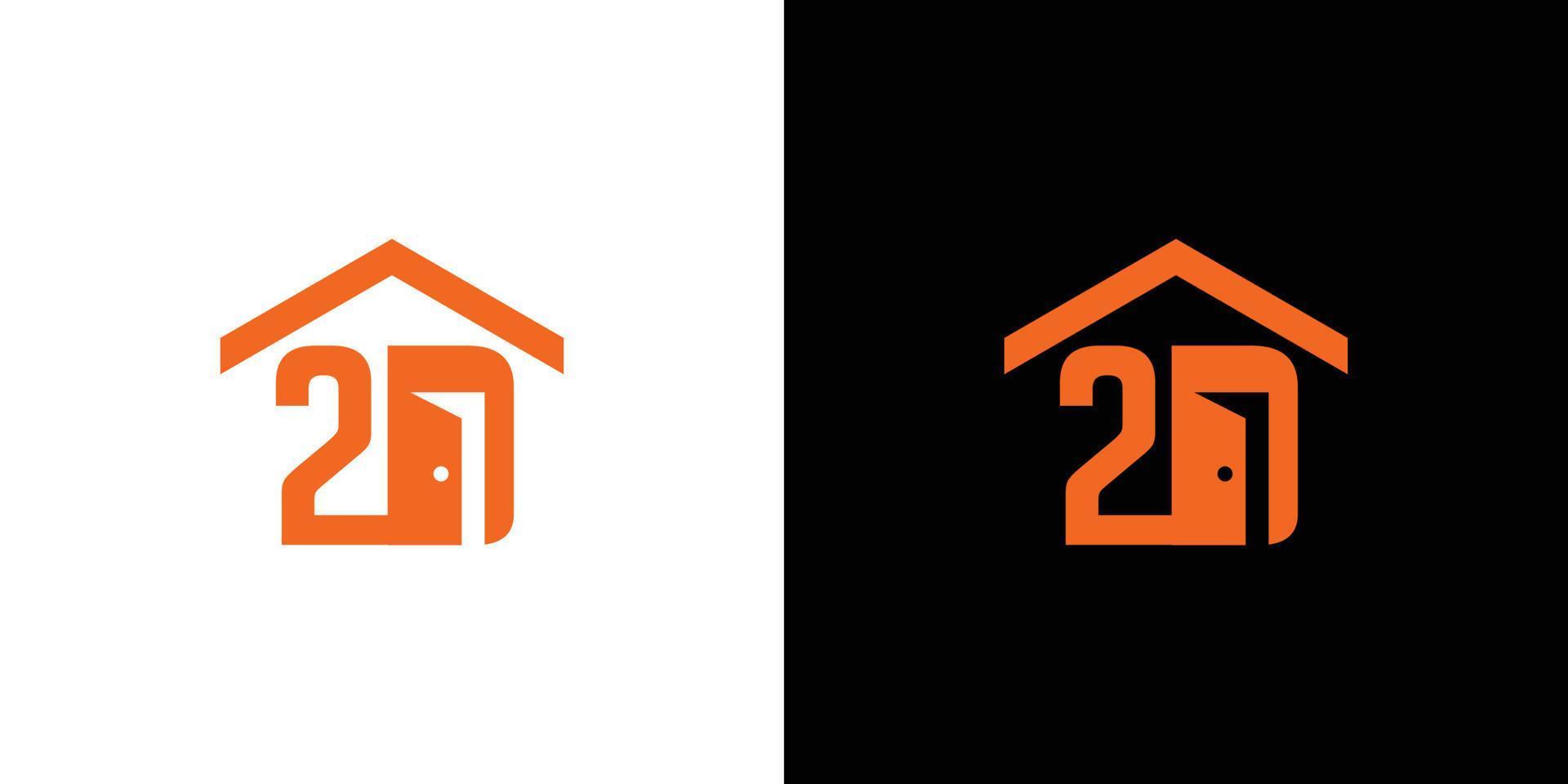 design de logotipo de duas portas exclusivo e moderno vetor