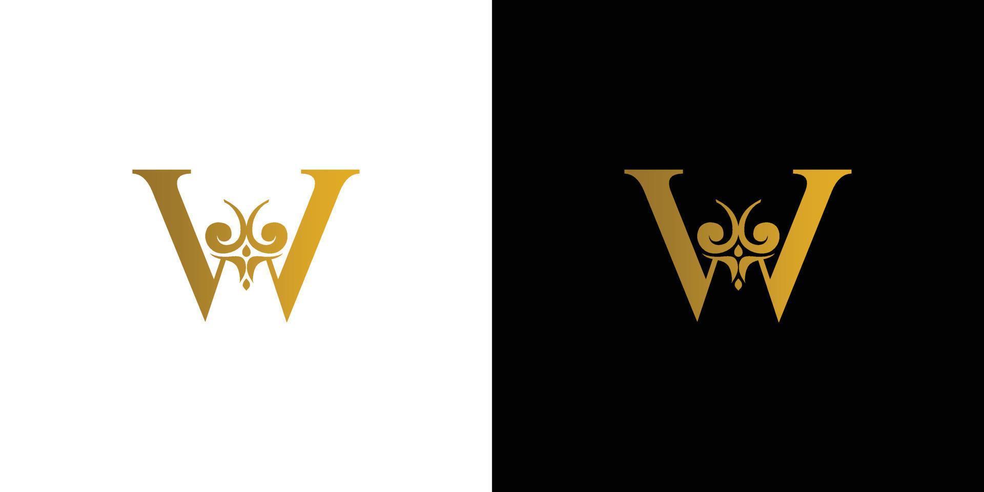 design de logotipo de iniciais de letra w de luxo e exclusivo vetor