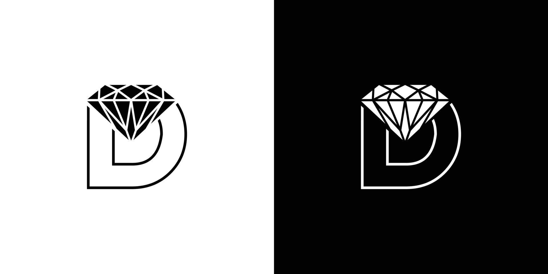 design de logotipo de diamante com inicial d é moderno e luxuoso vetor