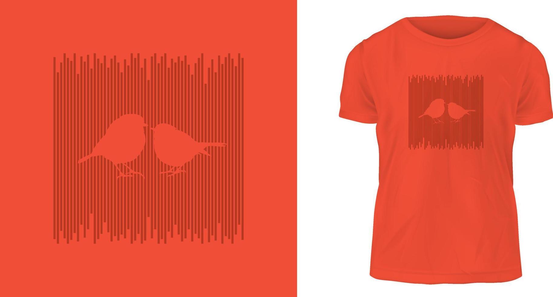 conceito de design de camiseta, dois pássaros estão falando vetor