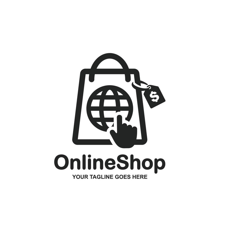 ilustração em vetor de design de logotipo simples de loja online