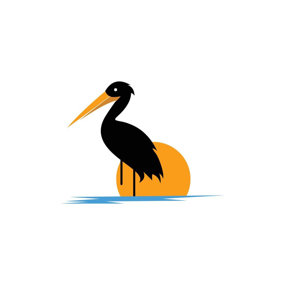 logotipo de ilustração do lago em pé pelicano vetor