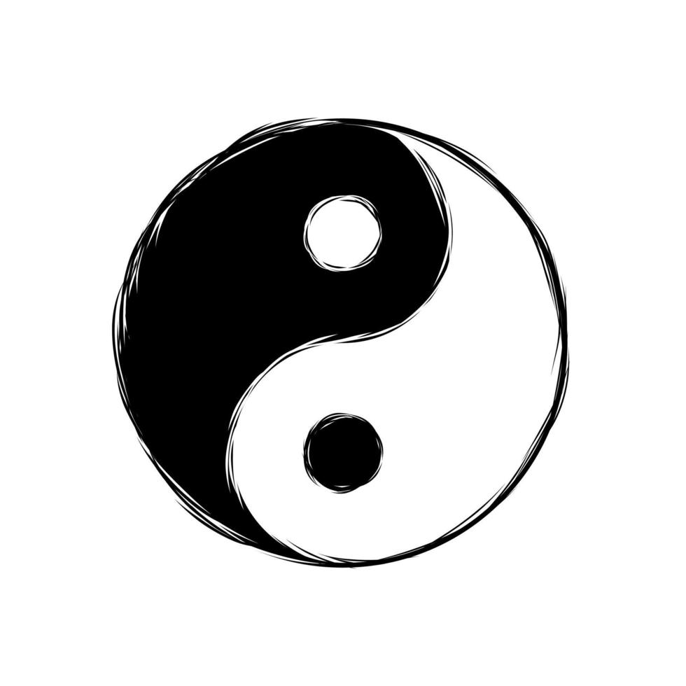 estilo de desenho do símbolo yin yang vetor