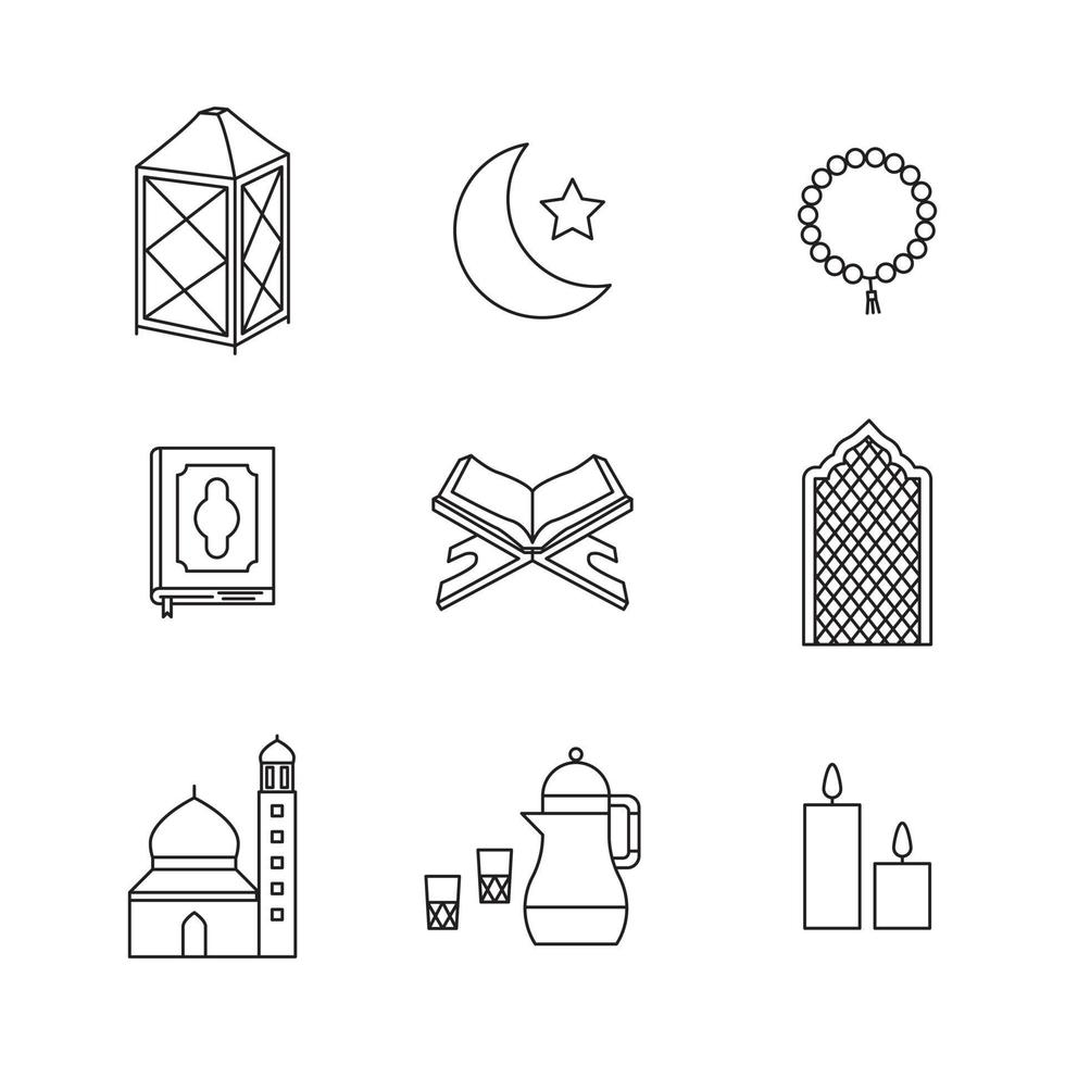 ícones relacionados ao Ramadã vetor