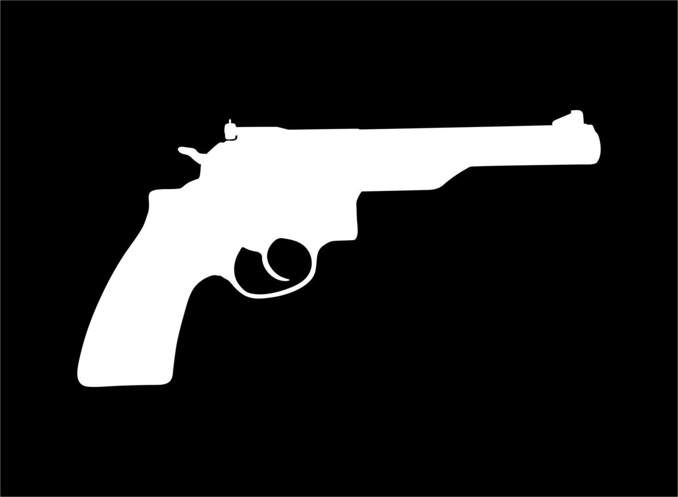 silhueta de arma, pistola em vackground preto para logotipo, pictograma, site ou elemento de design gráfico. ilustração vetorial vetor