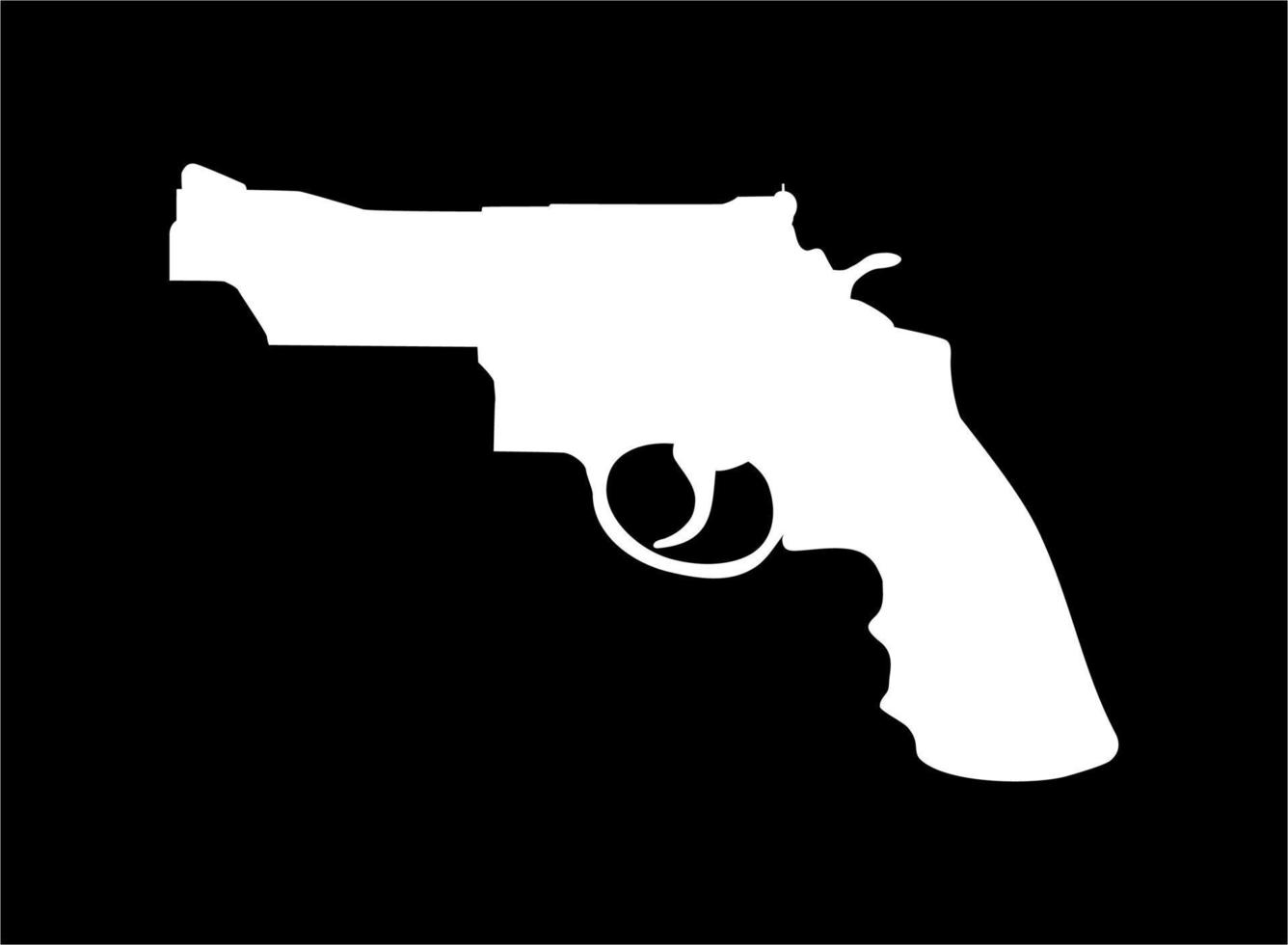 silhueta de arma, pistola em vackground preto para logotipo, pictograma, site ou elemento de design gráfico. ilustração vetorial vetor