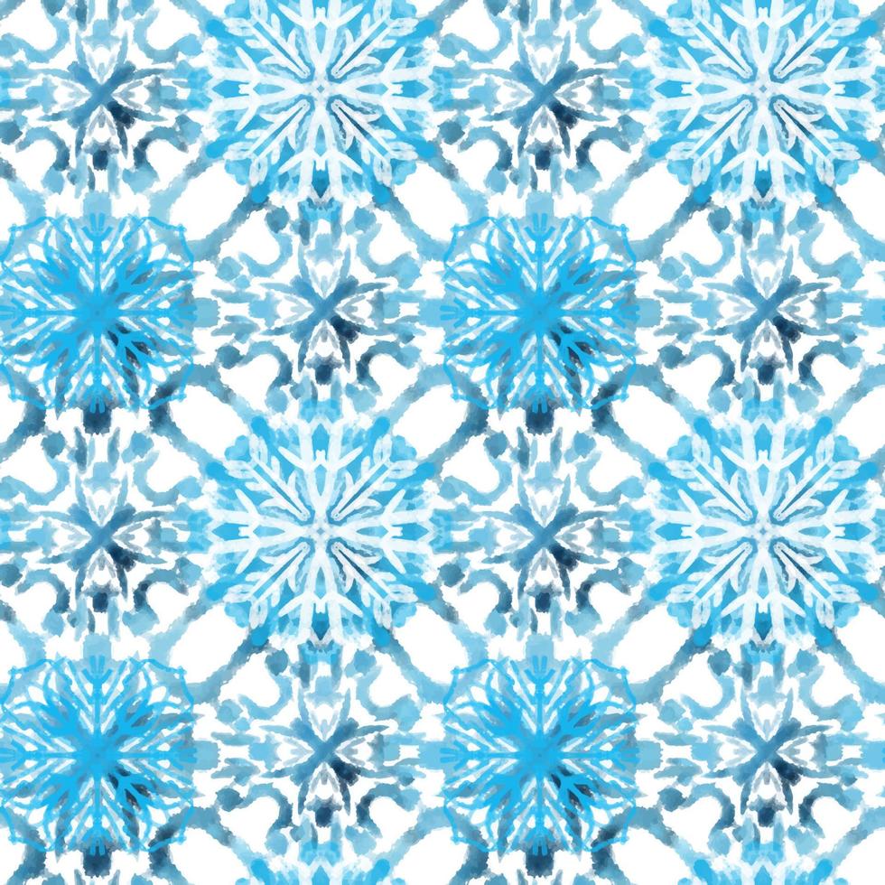 padrão perfeito com ilustração estilizada de flocos de neve textural na cor azul vetor