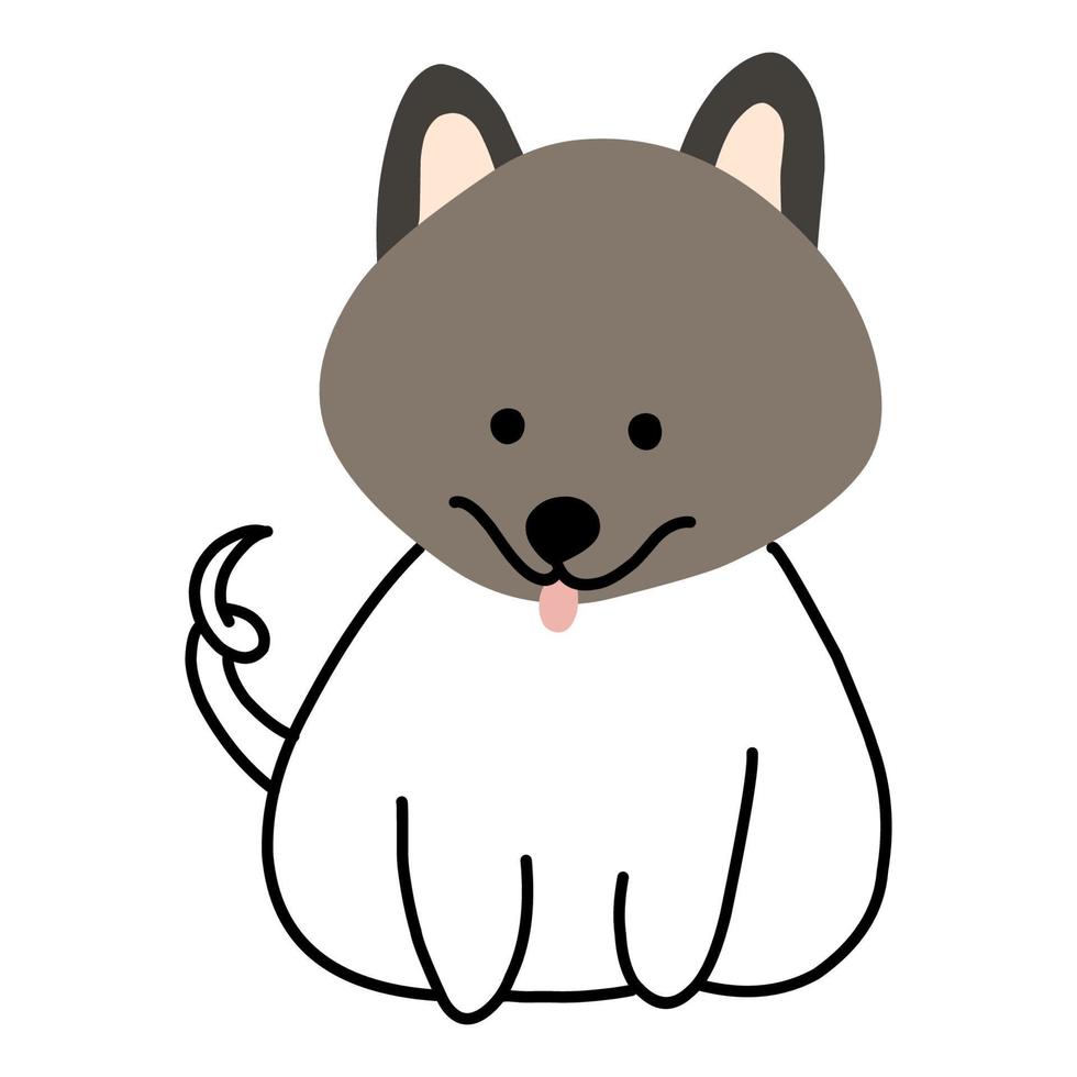 cão bonito desenhado à mão de vetor. ilustração colorida infantil com focinho de cachorro. Isolado em um fundo branco. vetor