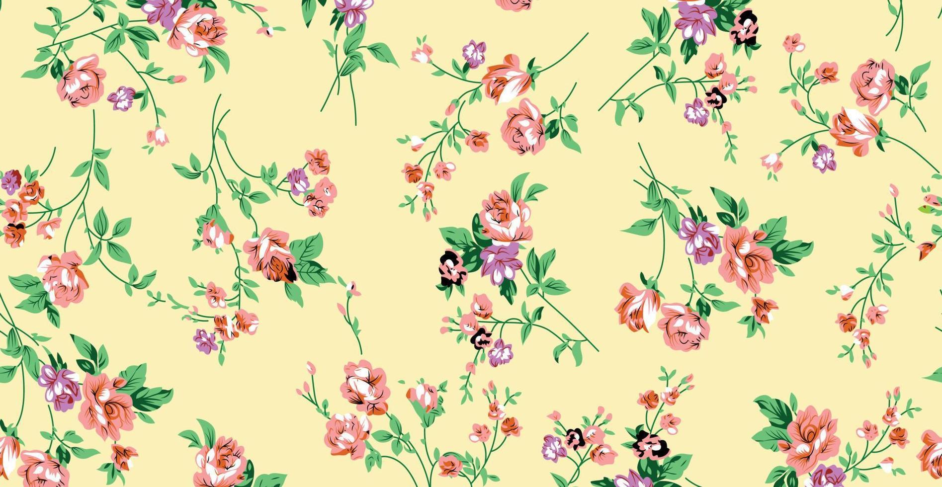 sem costura padrão floral em flores vector.vector padrão sem emenda collection.wild, folhas, ramos, doces repetir design padrão set.seamless pattern.handmade floral. papel de parede, tecido ou desenho de vetor