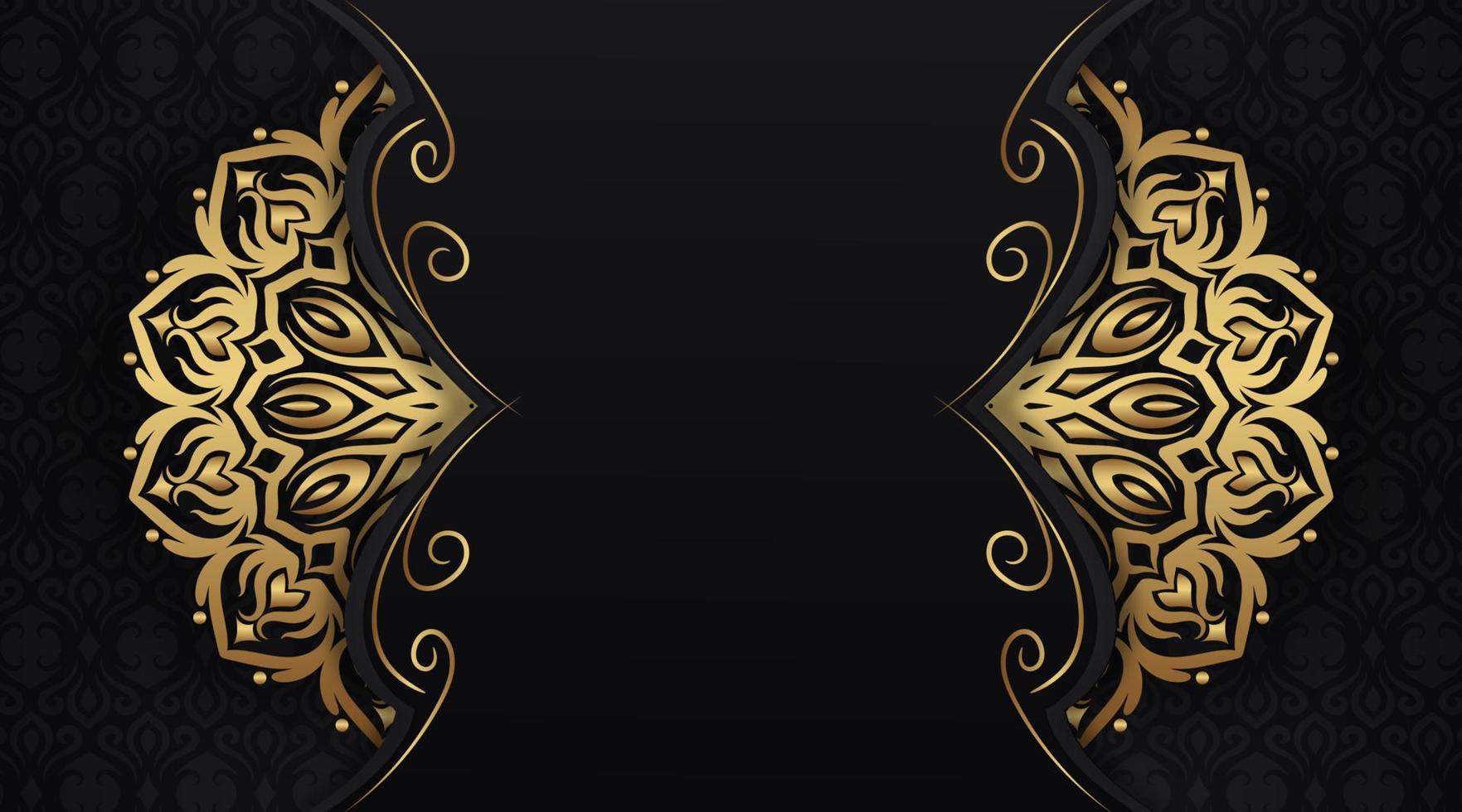 mandala ornamental de luxo, preto e dourado, desenho vetorial vetor
