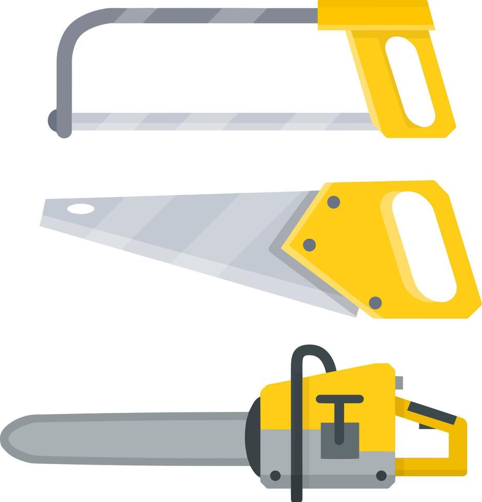 quebra-cabeça, serra amarela, motosserra. eletrodoméstico. ferramental, construtor, carpinteiro e lenhador. objeto para instalação, reparo e manutenção técnica. o corte, escultura e corte de árvores vetor