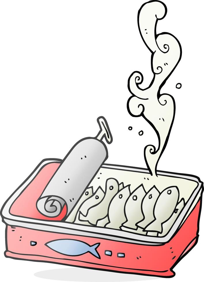 lata de desenhos animados desenhados à mão livre de sardinhas vetor