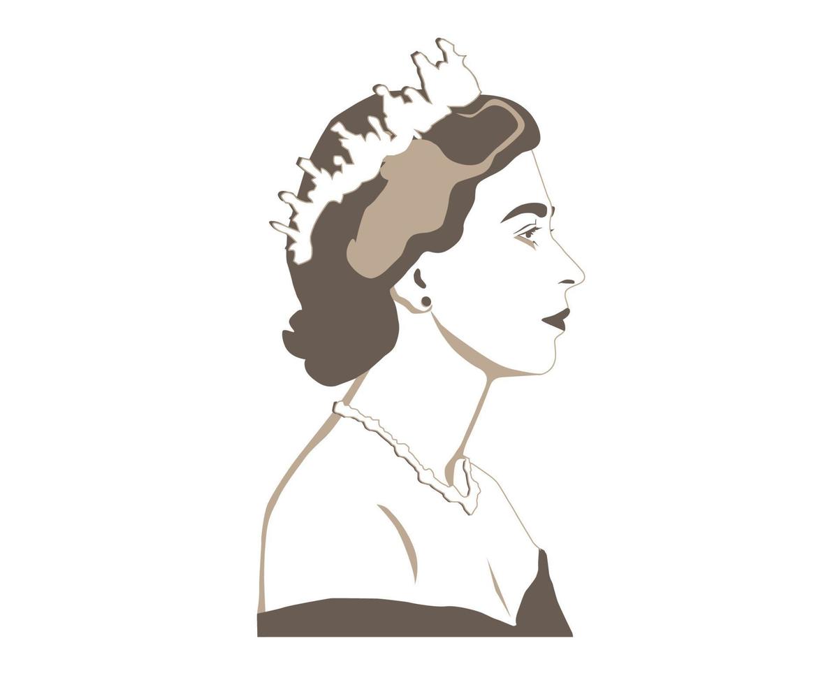 rainha elizabeth rosto jovem retrato marrom britânico reino unido nacional europa país ilustração vetorial design abstrato vetor
