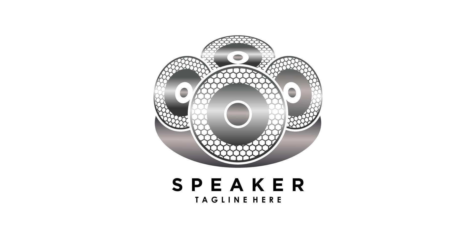design de logotipo de sistema de som de alto-falante com vetor premium de conceito criativo