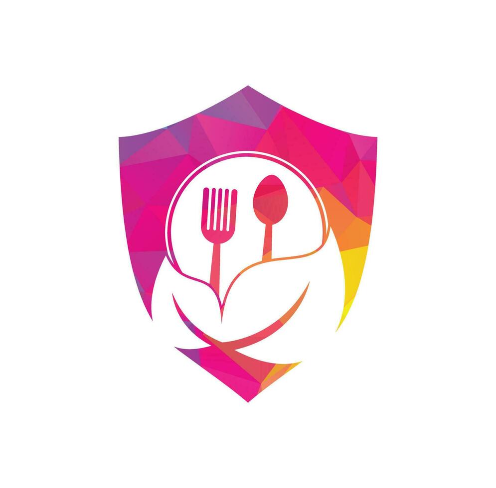 modelo de logotipo de comida saudável. design de logotipo de alimentos orgânicos da natureza. vetor