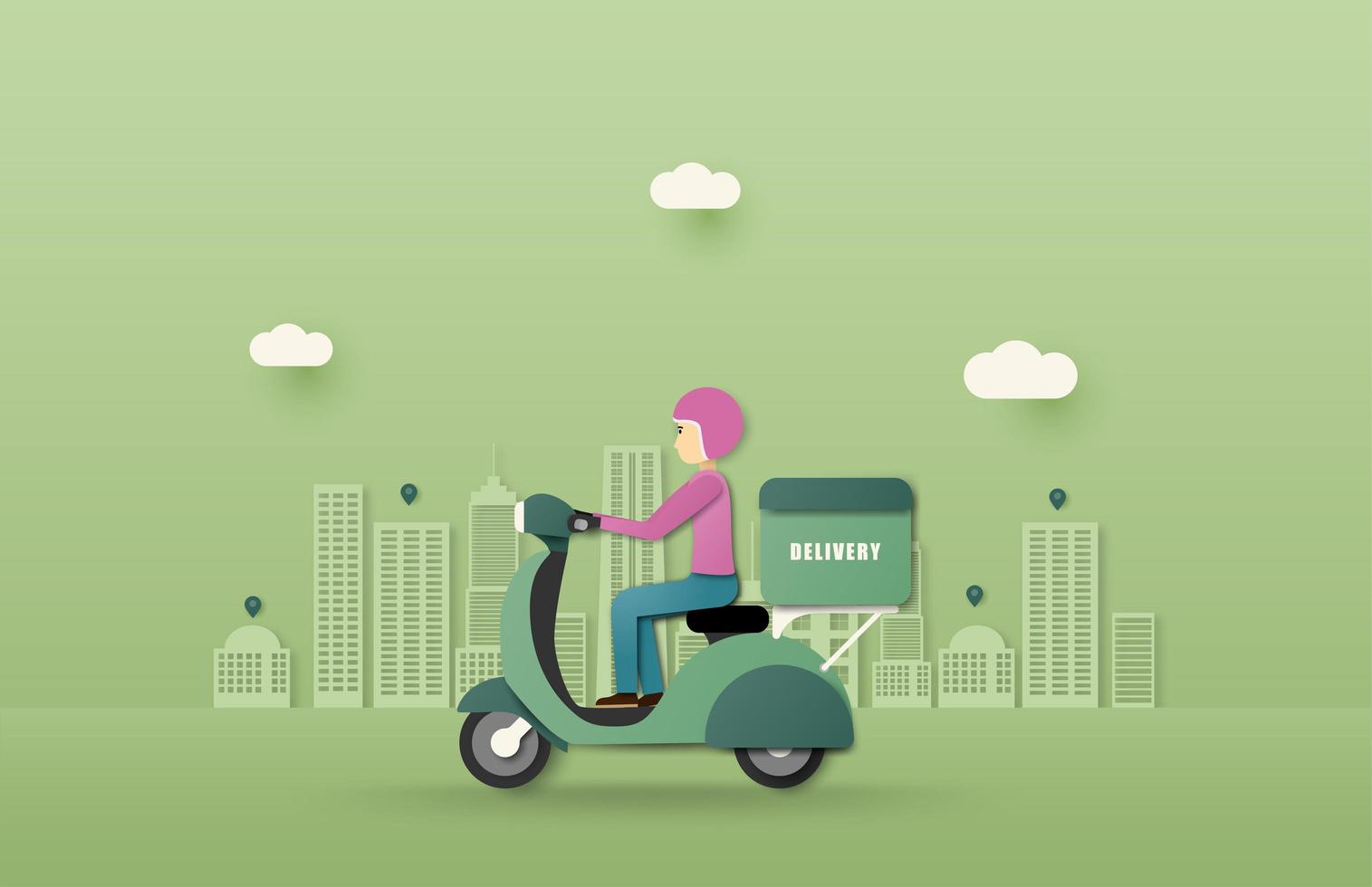 serviço de entrega on-line entrega scooter de condução vetor