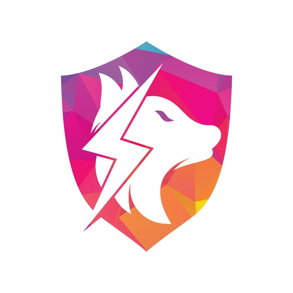 design de logotipo de lobo do trovão. poder, animal selvagem e vetor de ícone do conceito de logotipo de energia.