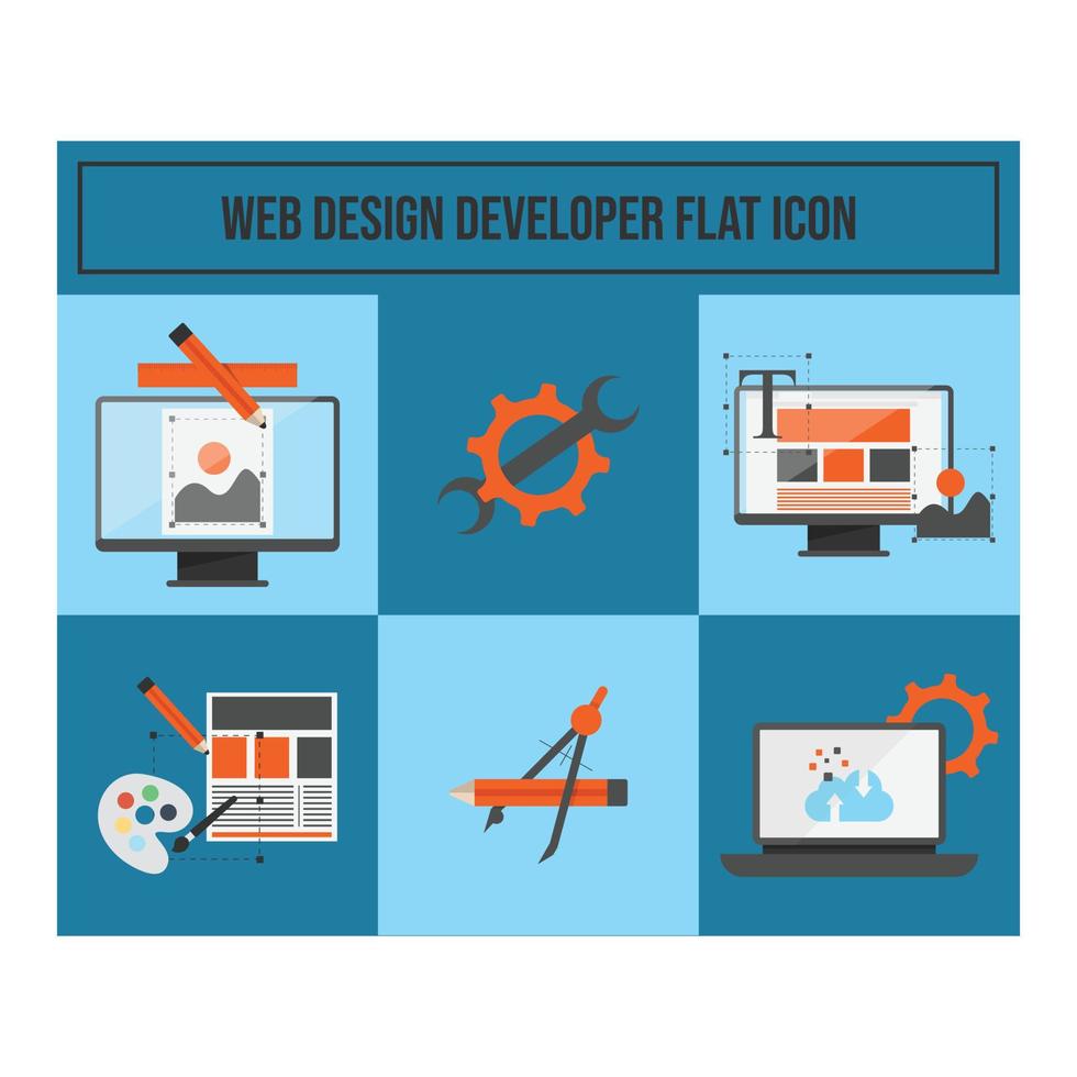 design de vetor de ícones planos de desenvolvimento web