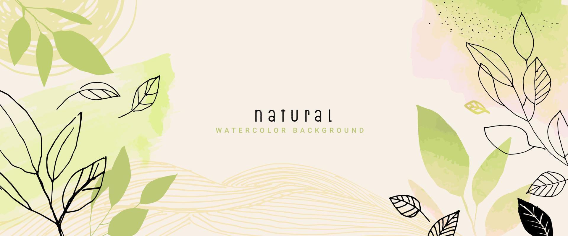 fundo de vetor aquarela natural para design gráfico e web, apresentação de negócios, marketing. ilustração desenhada à mão para produtos naturais e orgânicos, beleza e moda, cosméticos e bem-estar.