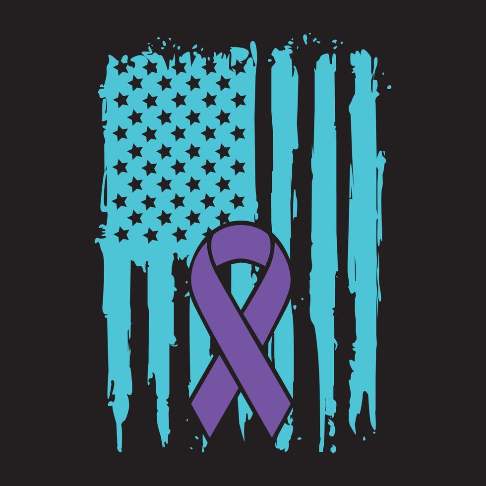 design de camiseta de vetor de bandeira angustiada americana de conscientização de suicídio
