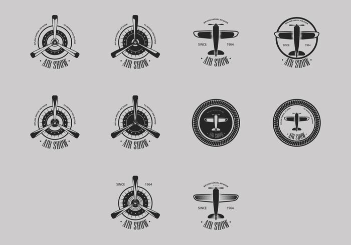 Conjunto de ícones do logotipo do biplano vetor