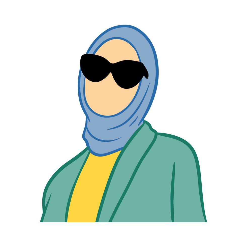 mulher hijab elegante e moderna desenhada à mão. abstrato moderno enfrenta menina hijab de moda perfeita para modelo de mídia social e papel de parede. vetor